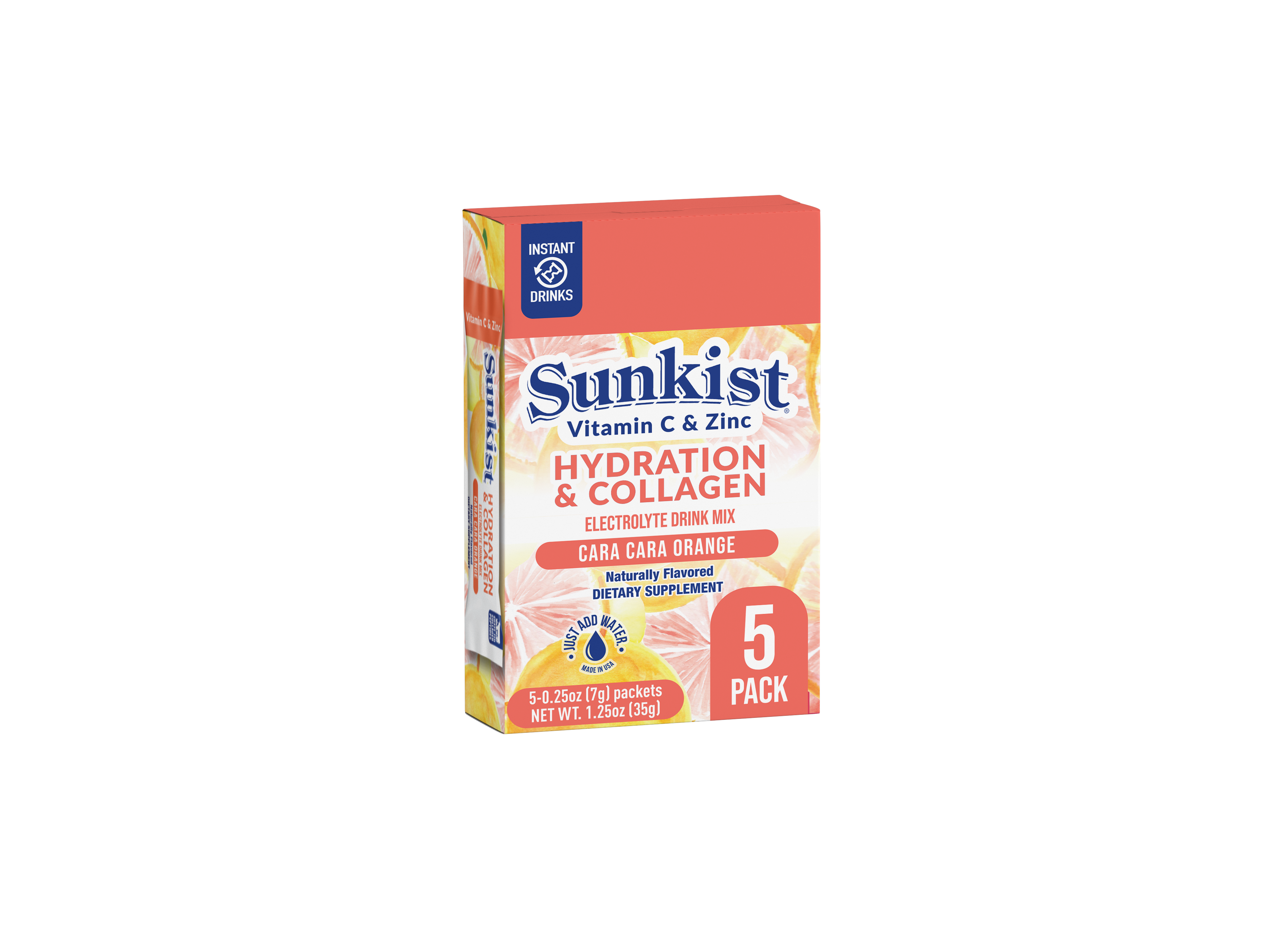 Sunkist Hydration Cara Cara Orange Collagen Electrolyte Drink Mix