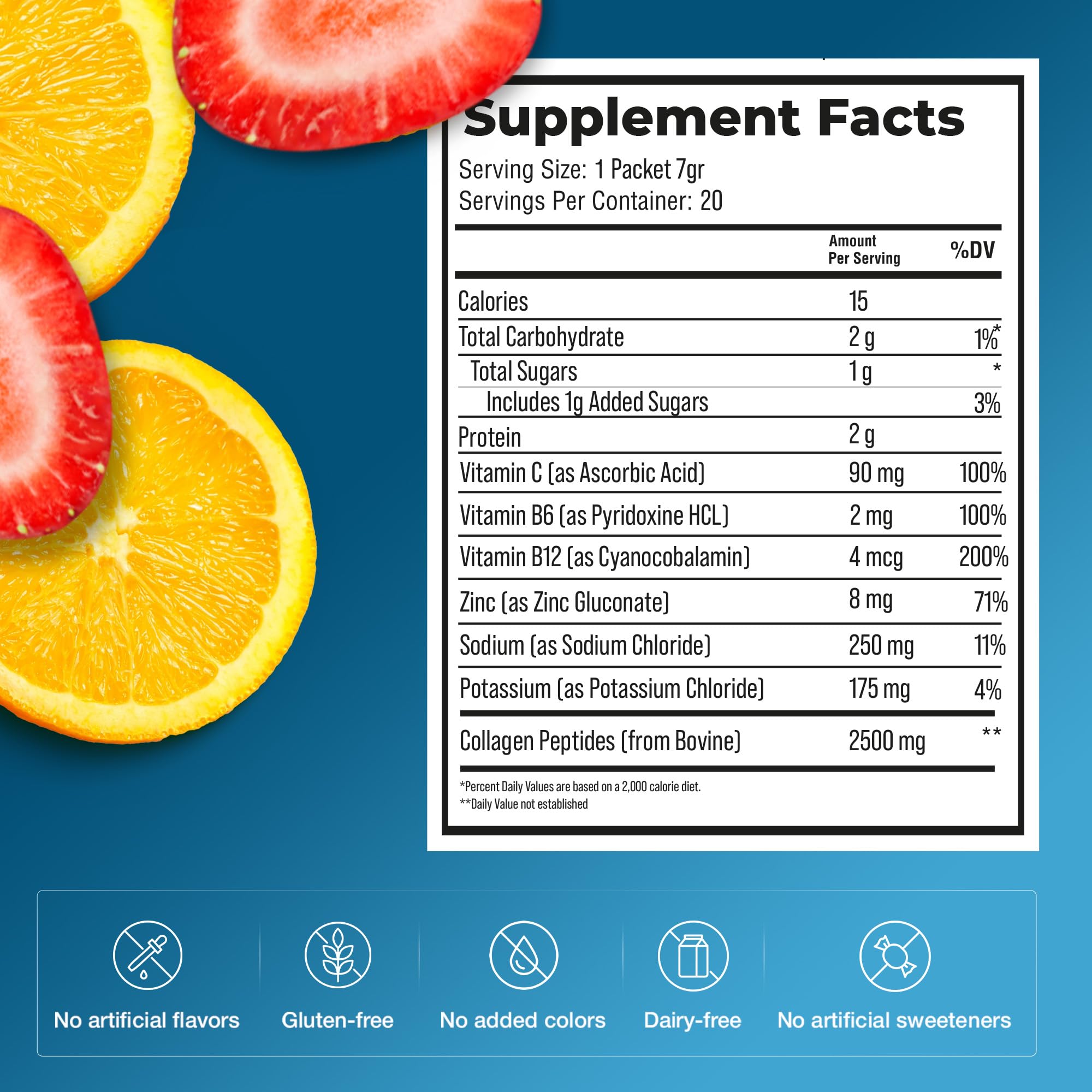 Sunkist Hydration Strawberry Lemon Collagen Electrolyte Drink Mix