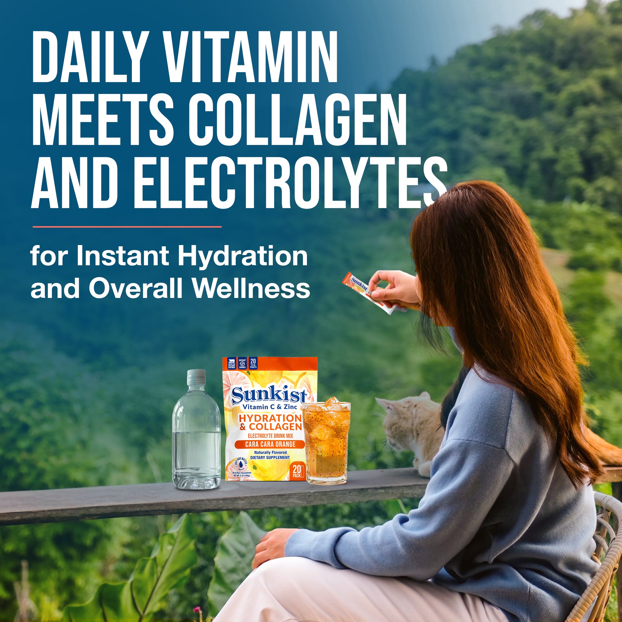 Sunkist Hydration Cara Cara Orange Collagen Electrolyte Drink Mix