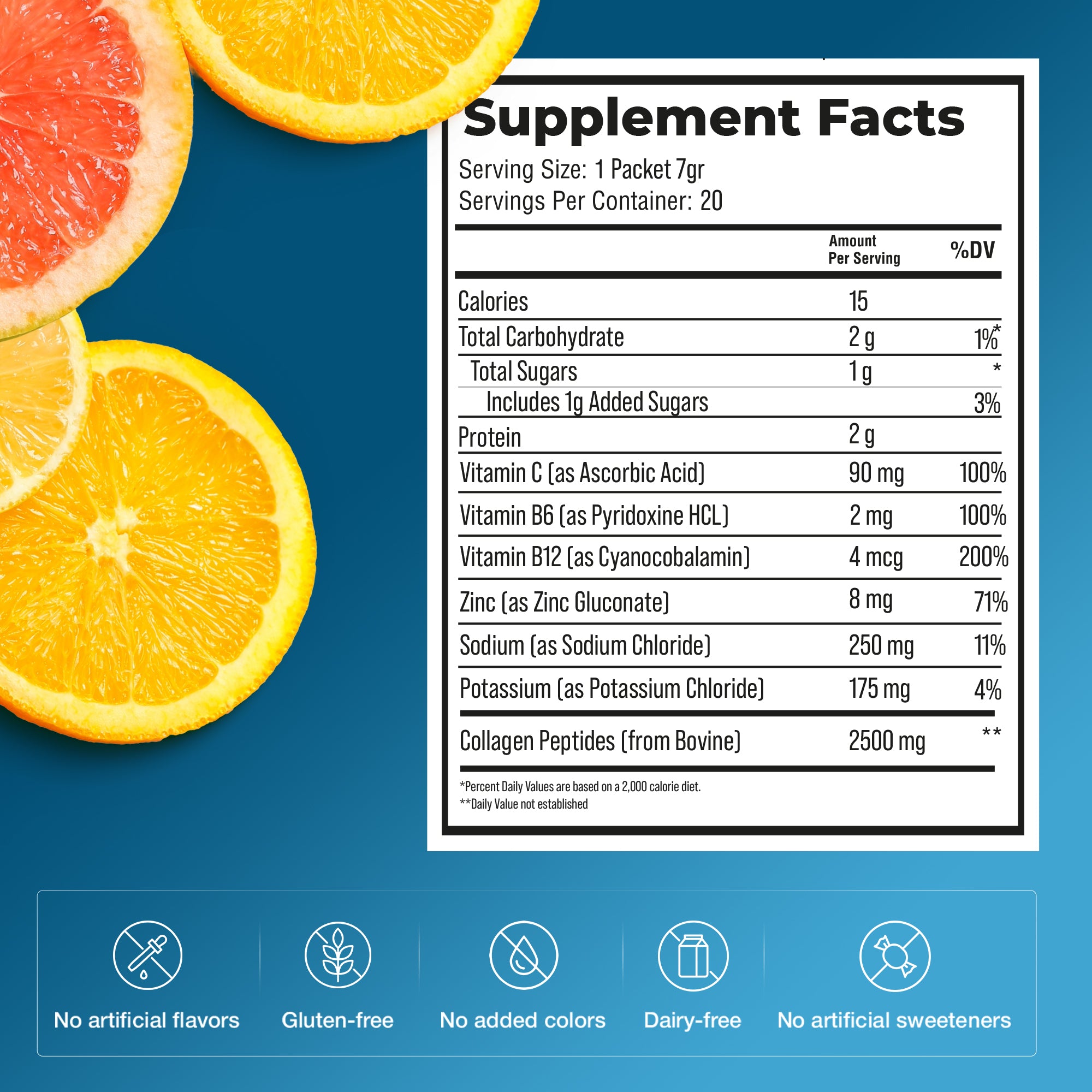 Sunkist Hydration Cara Cara Orange Collagen Electrolyte Drink Mix